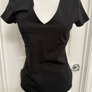 Express Black V-Neck Short Sleeve Top